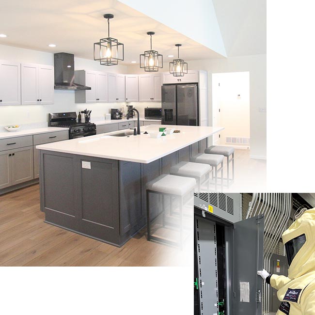 Nice kitchen with modern electrical lighting installed and serviced by E-Con Electric in Wisconsin